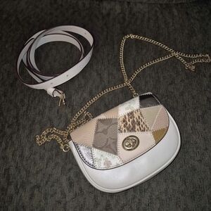 Patchwork Crossbody Bag with Gold Chain